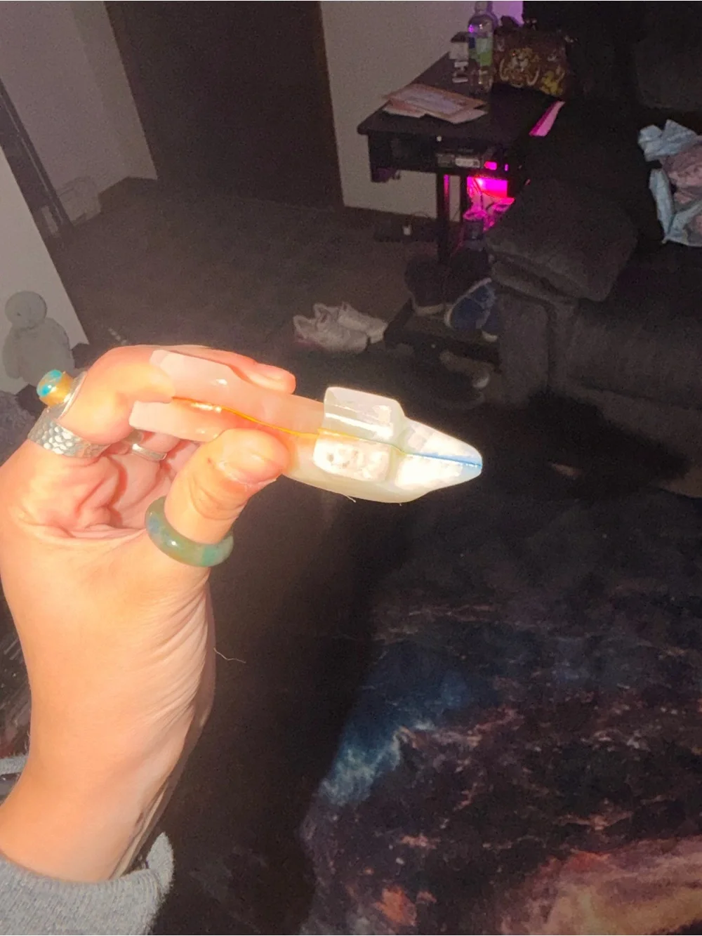 Handheld White and Pink Dolphin Figurine for Small Pets